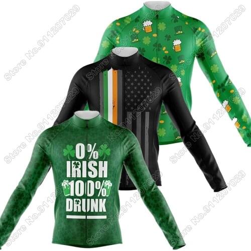 Irish 2021 Cycling Jersey Long Sleeve Cycling Clothing Men Mountain Road Bike Shirts Bicycle Top MTB Wear Maillot