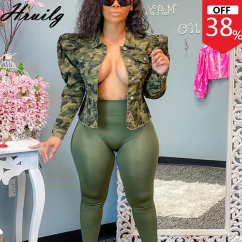 Camouflage Jackets Turn-down Collar Personalized New Arrival Jaket for Women Short Outfit Casual Long Sleeve Chaquetas De Mujer