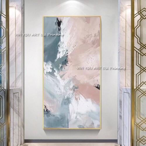 Handmade pink gray tabstract painting Modern decoration landscape Oil Painting Canvas painting canvas picture for living Room