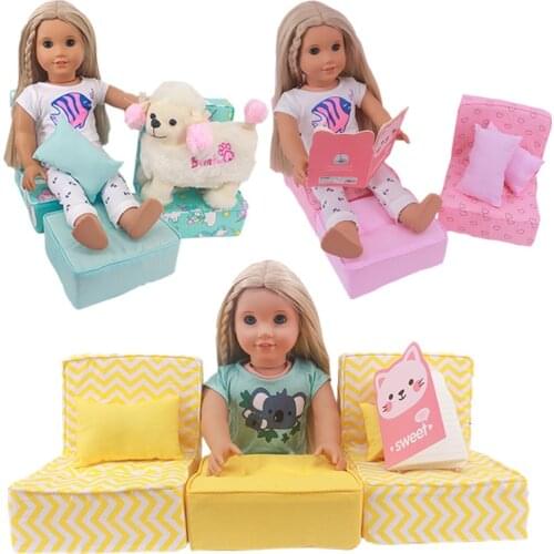 5 PCS Set Waist Pillows+Sofas Fit 43cm New Baby Born Doll&18 Inch American Girl Doll,Our Generation Doll