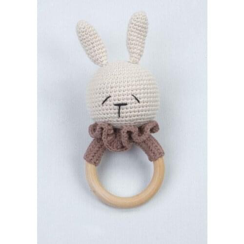 Cream Organic Handmade Amigurumi Bunny Rattle Toy