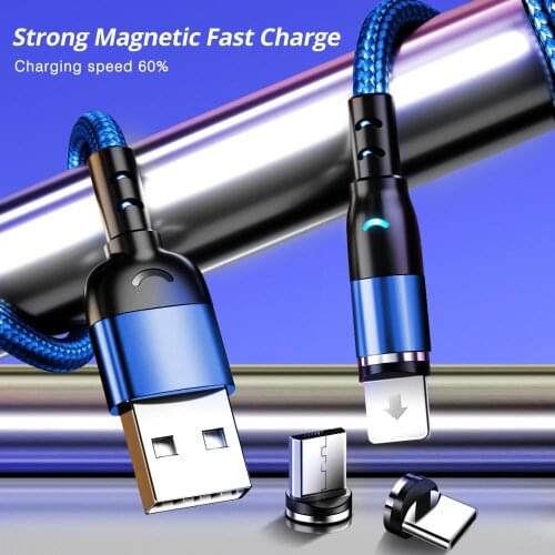 Magnetic Micro USB Cable Fast Charging USB Type C Cable Magnet Charger Data Charge Cable Cord For Iphone 11 7 Samsung Xiaomi