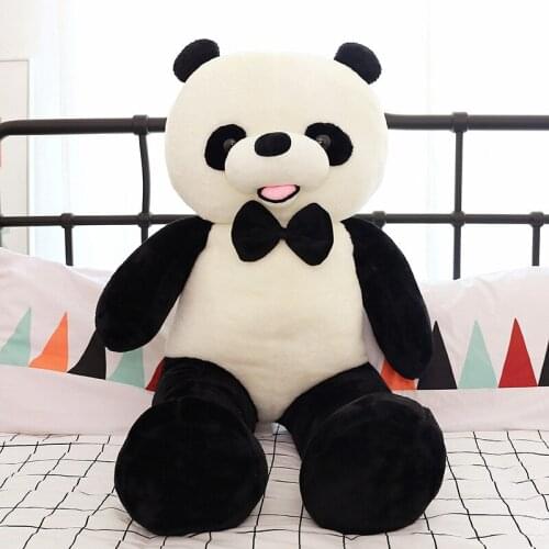 90cm Cute Baby Big Giant Bow Tie Panda Bear Plush Stuffed Animal Doll Animals Toy Pillow Cartoon Kawaii Dolls Girls Lover Gifts