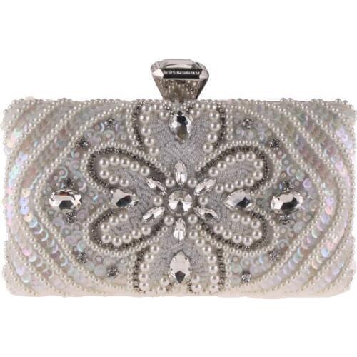 Fashion Luxury Women Evening Bags Wedding Elegant Clutch Bags Fashion Box Bag Banquet Pearl Floral Purse Small Handbags