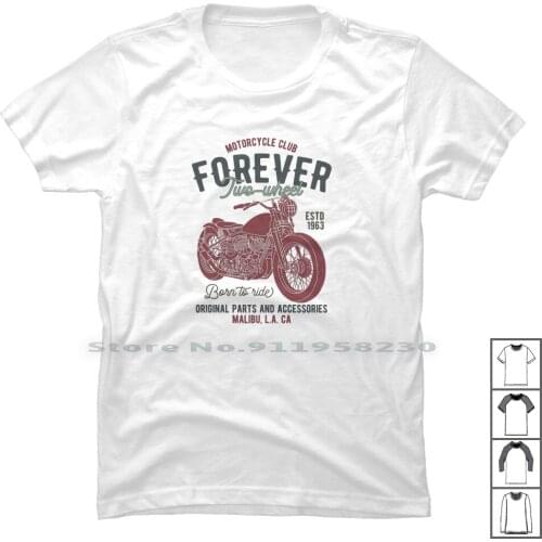 Motorcycle Two Wheeled T Shirt 100% Cotton Motorcycle Road Trip Lightning Vacation Wheel Cycle Motor Club Trip Tage Race Heel