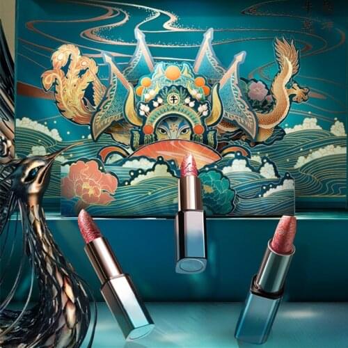 Longfeng Niu Lipstick Kit 3 Pack Oriental Peking Opera Elements Nourishing Long-Lasting