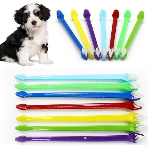 1/5pcs Pet Cleaning Toothbrush Set Double Head Dog Cat Tooth Cleaner Efficient Removal of Stain Toothbrush Random Color