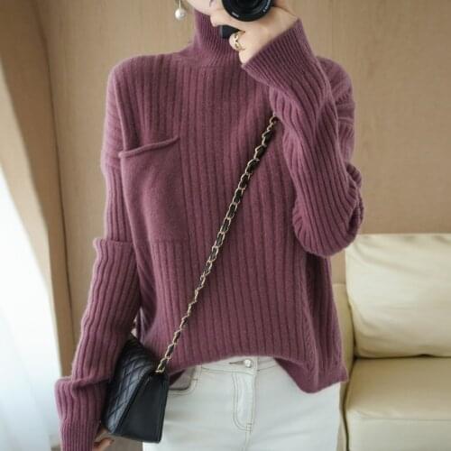 Winter new pullover sweater women 2020 plus size wool turtleneck sweater ladies clothes casual knit sweater pocket inde tops hot