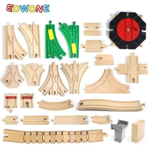 New Wooden Train Track Railway Accessories All Kinds Wood Track Variety new Component Educational Toys For kids Boy