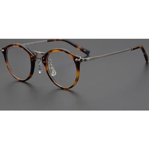 Japanese Brand Hand-Made Round Optical Glasses Frame Men Acetate Prescription Eyeglasses Women Retro Titanium Myopia Spectacles