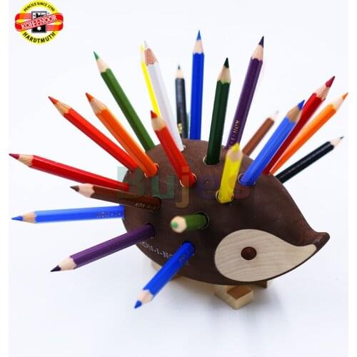Original KOH-I-NOOR 12/24/95 color pencil cartoon solid wood pen holder cute creative gift set pen birthday holiday gift