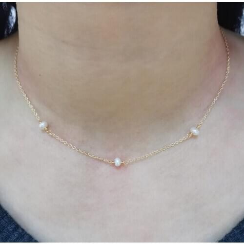 Handmade Natural Pearl Necklace 14K Gold Filled Choker Mini Pendants Boho Collier Femme Perle Jewelry Boho Necklace Collares