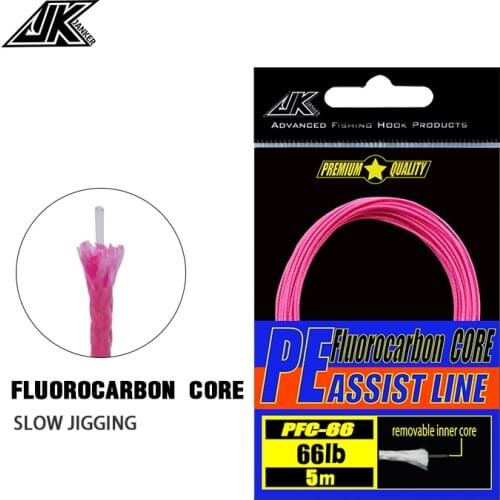 PFC 45LB 66LB 90LB Slow PE Assist Line Fluorocarbon Core Pink Fishing Hook Line Slow jigging Sea Assist Hook Lure Swivels