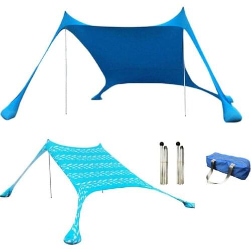 Beach Tent Canopy Sun Shade Tent Large Beach Lycra Canopy UPF50+ Pop Up Sun Shelter With Poles For Outdoor Beach Fishing Camping