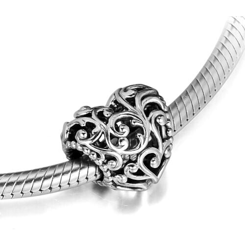 Fits for Pandora Charms Bracelets Regal Heart Beads 100% 925 Sterling Silver Jewelry Free Shipping