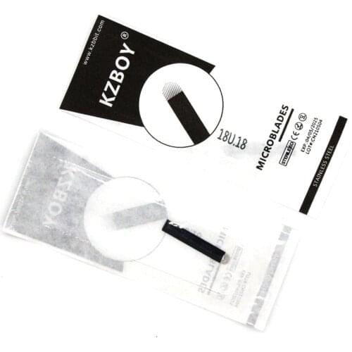 Sterile Microblading Needles 0.18mm with 18 Pins U Microblading Blades 25PCS/Box for Eyebrow Microblading Tattoo