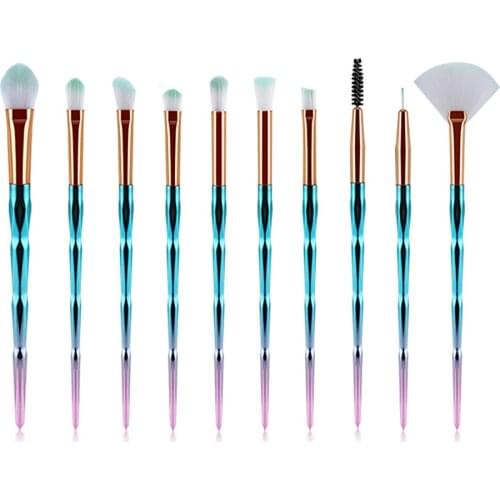 BIIIYI10Pcs Professional Eyeshadow Eyelashes Eyeliner Lip High Quality Cosmetic Tool Set Eye Makeup Brush Set Super Soft Eye Mak