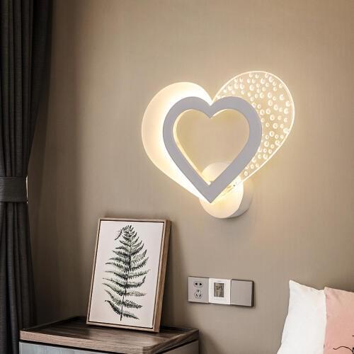 Romantic Sweet Heart wall lamp Modern minimalist led bedside lamp Nordic creative personality aisle corridor bedroom Wall Lights