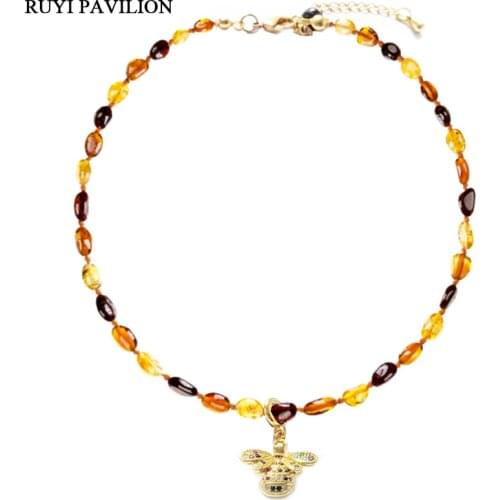 Ruyi Pavilion natural Baltic Ambar Necklace womens necklace hand polished mud