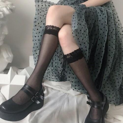 Sexy Lace Transparent Stocking for Women Hollow Out Mesh Fishnet Nylon Over Knee High Stocking Lingerie Medias Calcetine