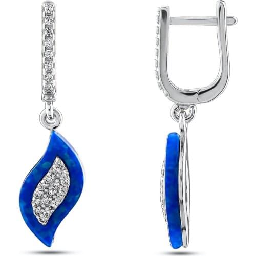 Wavy Blue Stone Earrings Women Long Earring Multi Stone Women Jewelry Solid 925 Sterling Silver Gifts For Women