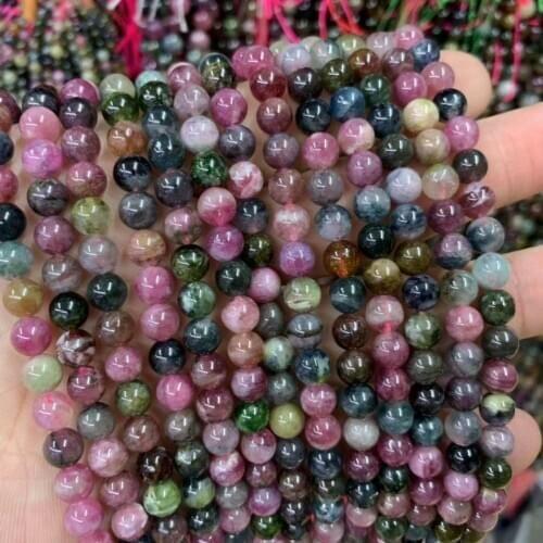 Mixed color natural tourmaline stone beads natural gemtone beads DIY loose beads for jewelry making strand 15" wholesale