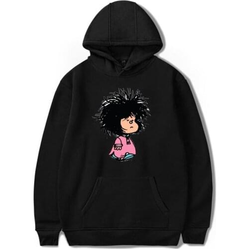 Mafalda Cartoon Hoodies Kawayii Printed Streetwear Sweatshirt Casual Hooded Fashion Oversized Harajuku Pullovers For Men/Women