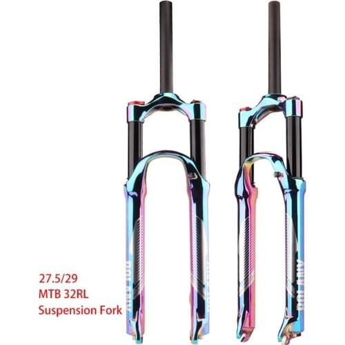Bicycle Bike Fork 27.5/29 Inch Supension Air Vacuum Plating Mtb Rode Bike Fork Aluminum Alloy 120mm Outdoor Bicycle Accessories