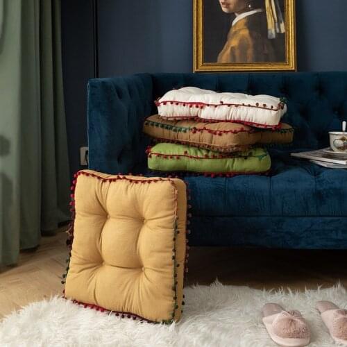 Vintage Tassels Decorative Cushions for Sofa 40x40 Chair Seat Back Cushion Floor Pillow Cotton Linen Homestay Hotel Home Decor