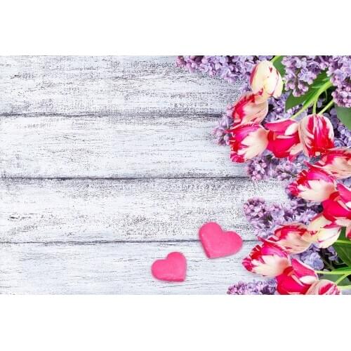 VinylBDS ValentineS Day Photography Backdrops Pink Flowers Love Wood Photo Background For Girls Wedding Photography Backdrops