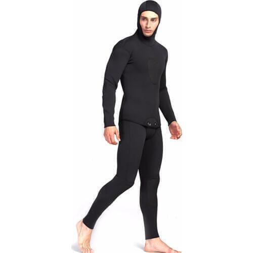 Mounchain Mens 3mm Waterproof Neoprene Full Wetsuit Two Piece Set Diving Snorkeling Swimming Spearfishing - Black