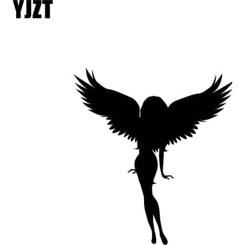 YJZT 10.5*11.9CM Smart Angel Lovely Girl Black/Silver Car Sticker Vinyl Decal Fantastic Interesting Style High Quality C20-0487