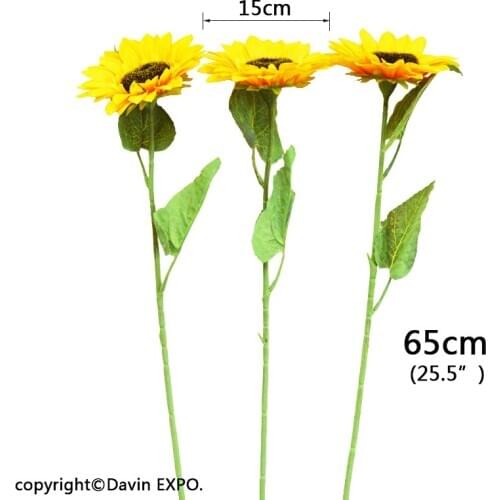 Yoshiko 3PCS 25.5" Silk Artificial Sunflowers Wedding Decoration Bride Holding Real Touch Fake Flowers bouquet Home Hotel Decor