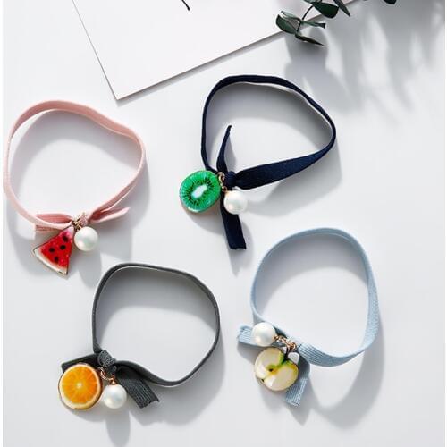 Cartoon Fruit Rubber Bands for Girls Headdress Pearls Hair Bands Sweet Watermelon Apple Headbands For Women Hair Accessories