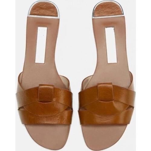 Zar a Woman 2021 Flat Shoes Spring Summer New Sexy Fashion Weave Square Toe Flat-Heeled Beach Sandals For Women Plus Size 35-41