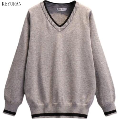 Plus Size Knitted Pullovers Sweater Women 2021 Autumn Winter V Neck Casual Loose Solid Color Jumpers Female Basic Sweaters Tops