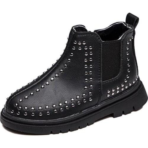 Boys Snow Boots Girls Ankle Boots Warm Cotton Inside Winter Fashion Childrens Martin Boots With Rivets Kids Shoes Korean Style