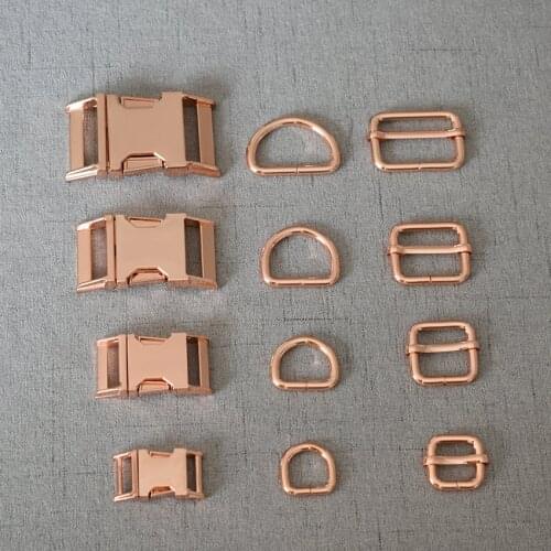 1 Set 15mm 20mm 25mm 32mm Pet Dog Collar Clip Paracord Metal Clasp Belt D Ring Snap Hook Adjuster Harness Straps Buckle Hardware