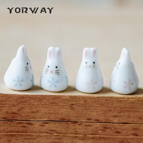 10pcs/Lot Kawaii Porcelain Bunny Beads, Floral Ceramic Rabbit Beads, Pink/ Blue Flowers, 19x12mm (#80132)