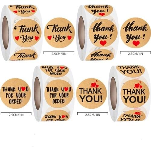 100-500pcs "thank You" Christmas Day Decorative Kraft Paper Wedding Gift Box Decorative Envelope Seal Clip Stationery Sticker