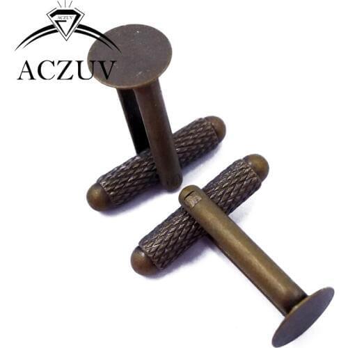 100pcs 6mm 8mm 10mm 12mm Glue Pad Antique Bronze Bezel Blank Cufflinks Base Reticulate Stick Cufflink Blanks Findings RPCL006