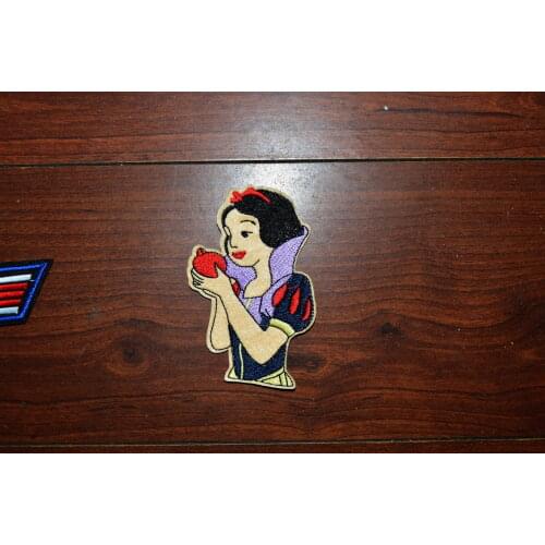 Lovely Girl holding a red apple iron on patch (size is about 5.7 * 8.6 cm)