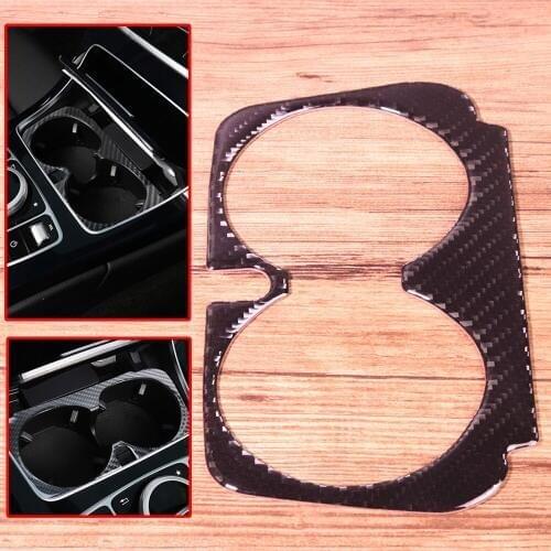 1X Carbon Fiber Style Water Cup Holder Frame Trim Sticker Fit For Mercedes Benz C Class W205 C180 C200 C300 GLC 2015 2016 2017