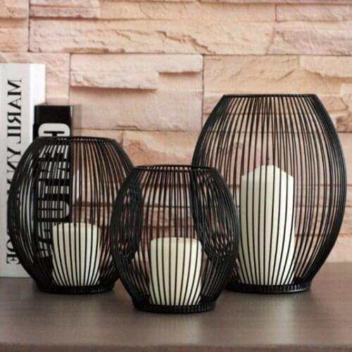 2pcs 2 x Iron Craft Candle Holder Cage Indoor Outdoor Background Decor Photo Props for Holiday Party