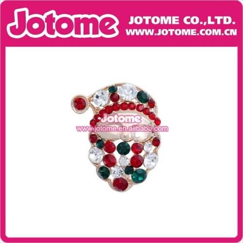 30pcs / Lot Lovely Christmas Colorful Crystal Santa Claus Gift Rhinestone Brooches Pin