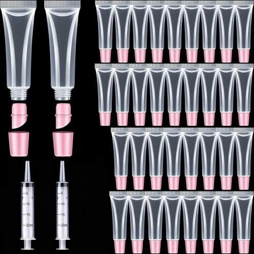 50PCS 15ML Lip Gloss Tubes Containers Empty Lipgloss Tube Lip Balm Tubes Refillable Squeeze Lip Gloss Supplies MakeUp Tool