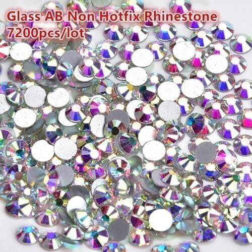 1440Pcs AAAAA Non Hot Fix Flat Back Glass Rhinestone Nail Strass Crystal AB Stone for Nail Art Fabric Makeup Accessories