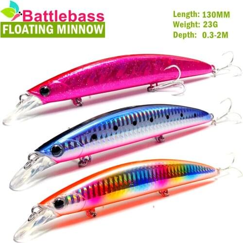 BATTLEBASS 3PCS/SET Minnow Fishing Lure Floating Hard Bait130mm/23g Artificial Bait Fishing Wobblers Swimming Fishing tackle