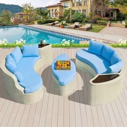 Free shipping，Outdoor double sofa bed, rattan bed, swimming pool, beach siesta lounge chair