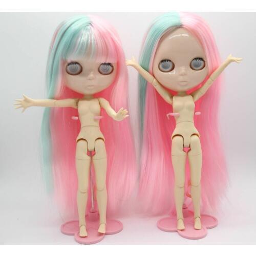 Without eyes chips, without make up ,joint body Nude blyth doll, Milticolored hair